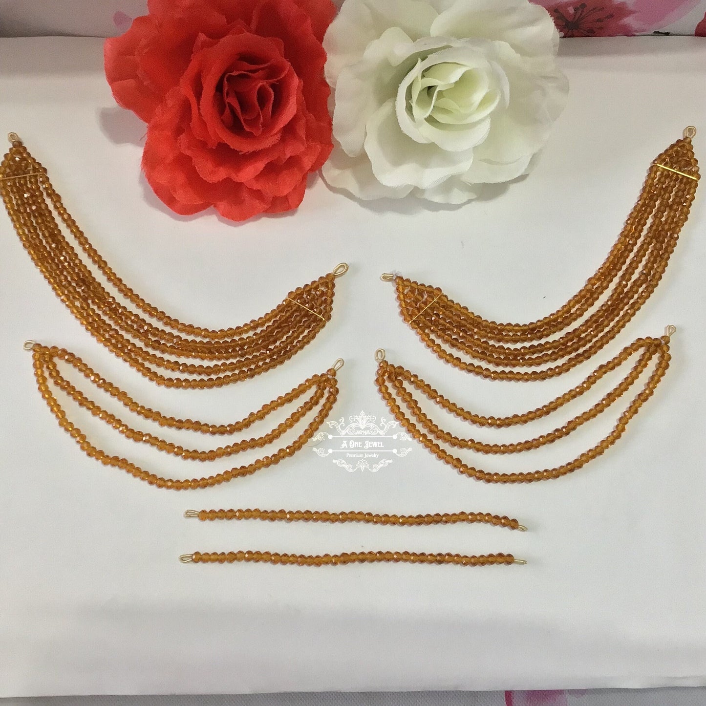 Dark Gold Colour Beaded Sahara For Earrings